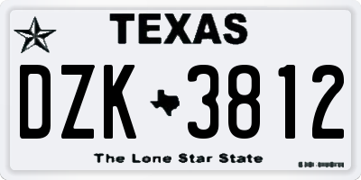 TX license plate DZK3812