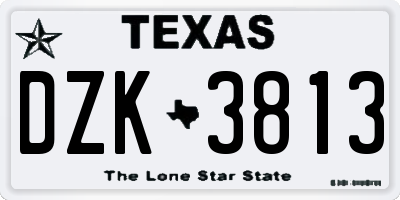 TX license plate DZK3813