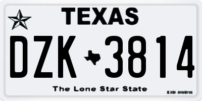 TX license plate DZK3814