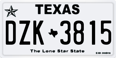 TX license plate DZK3815