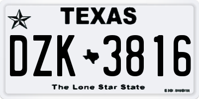 TX license plate DZK3816