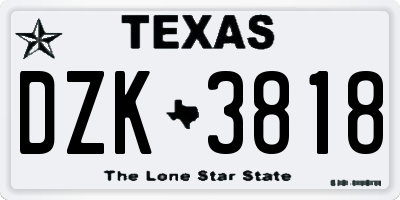 TX license plate DZK3818