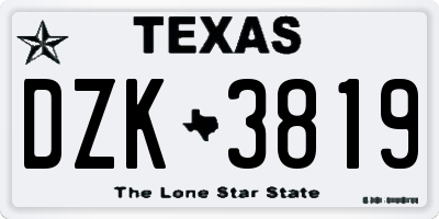 TX license plate DZK3819