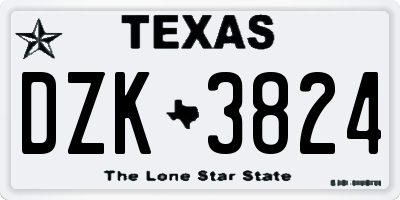 TX license plate DZK3824