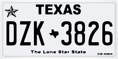 TX license plate DZK3826