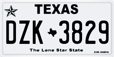 TX license plate DZK3829