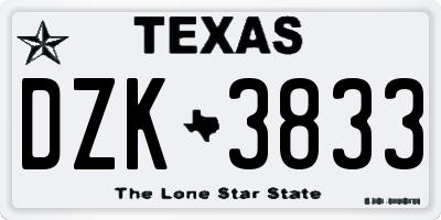 TX license plate DZK3833