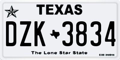 TX license plate DZK3834