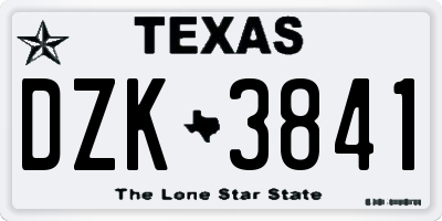 TX license plate DZK3841