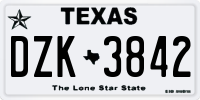 TX license plate DZK3842