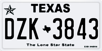 TX license plate DZK3843