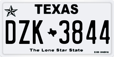 TX license plate DZK3844