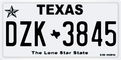 TX license plate DZK3845