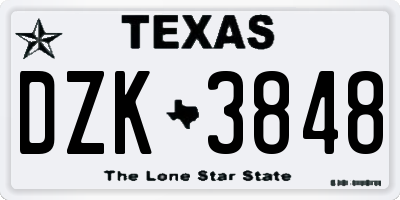 TX license plate DZK3848