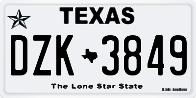 TX license plate DZK3849