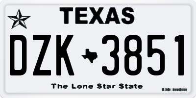 TX license plate DZK3851