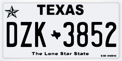 TX license plate DZK3852