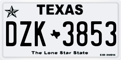 TX license plate DZK3853