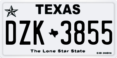 TX license plate DZK3855