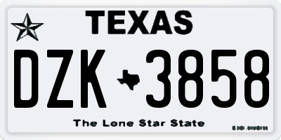 TX license plate DZK3858