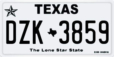 TX license plate DZK3859