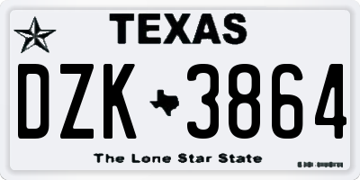 TX license plate DZK3864