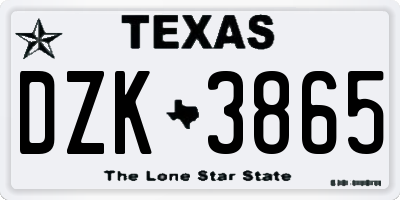 TX license plate DZK3865