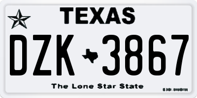 TX license plate DZK3867