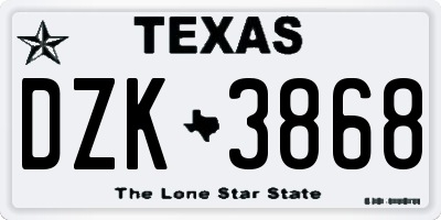 TX license plate DZK3868