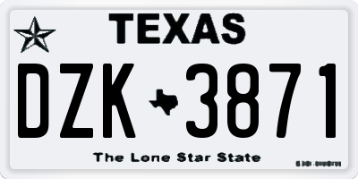 TX license plate DZK3871
