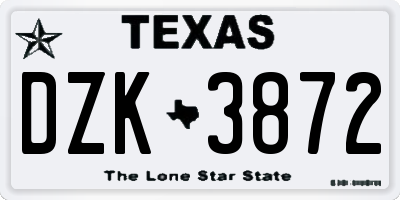 TX license plate DZK3872