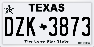 TX license plate DZK3873
