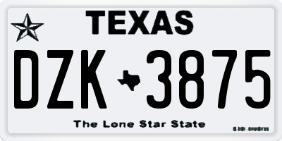 TX license plate DZK3875