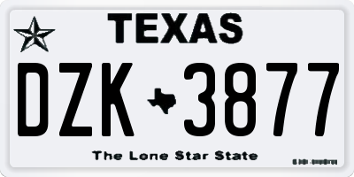 TX license plate DZK3877