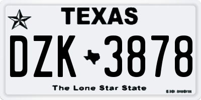 TX license plate DZK3878