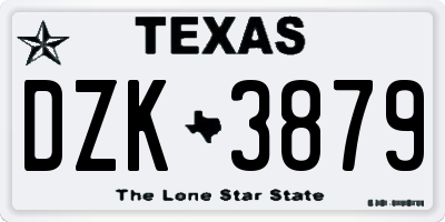 TX license plate DZK3879