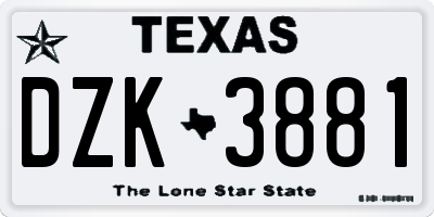 TX license plate DZK3881