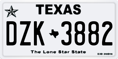 TX license plate DZK3882
