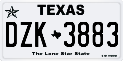 TX license plate DZK3883