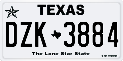 TX license plate DZK3884