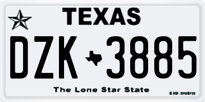 TX license plate DZK3885