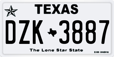 TX license plate DZK3887