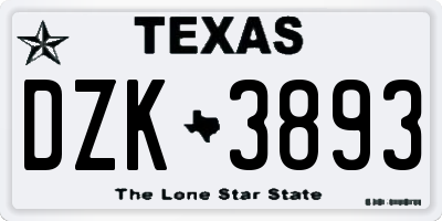 TX license plate DZK3893