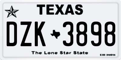 TX license plate DZK3898