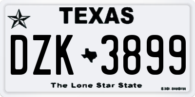 TX license plate DZK3899