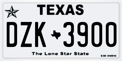 TX license plate DZK3900