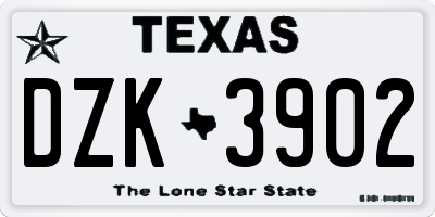 TX license plate DZK3902