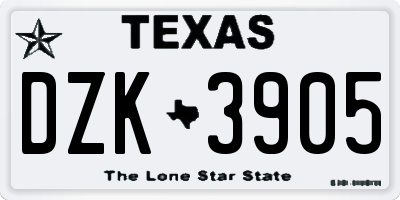 TX license plate DZK3905