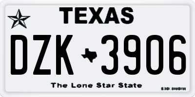TX license plate DZK3906