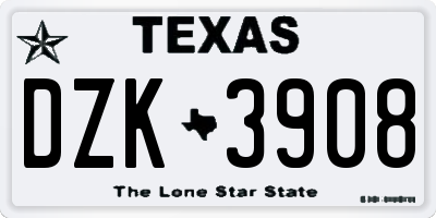TX license plate DZK3908